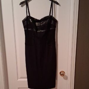 Danier Black Lace Dress with Leather Details